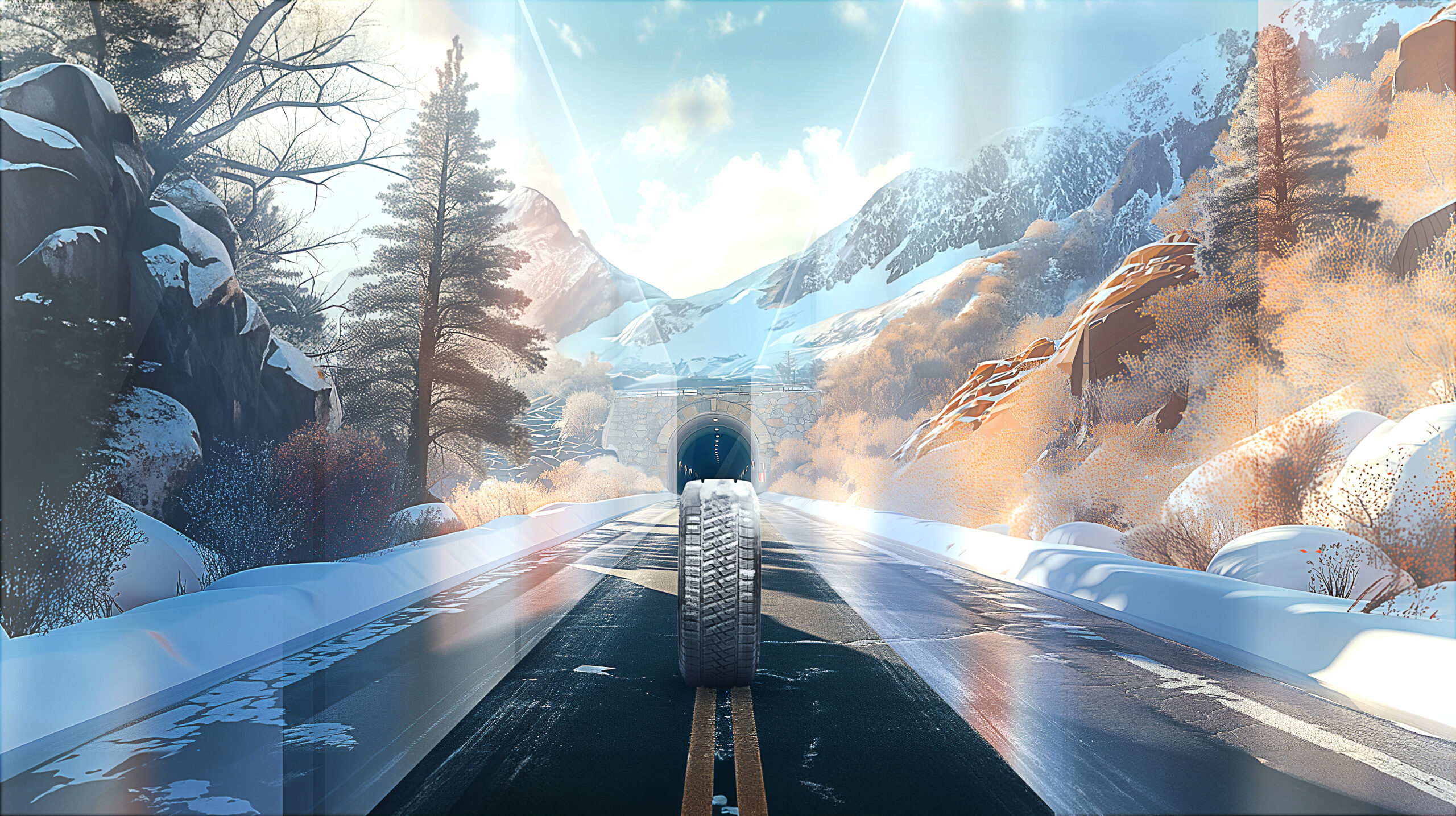 a_road_to_a_tunnel_in_the_snowy_mountain